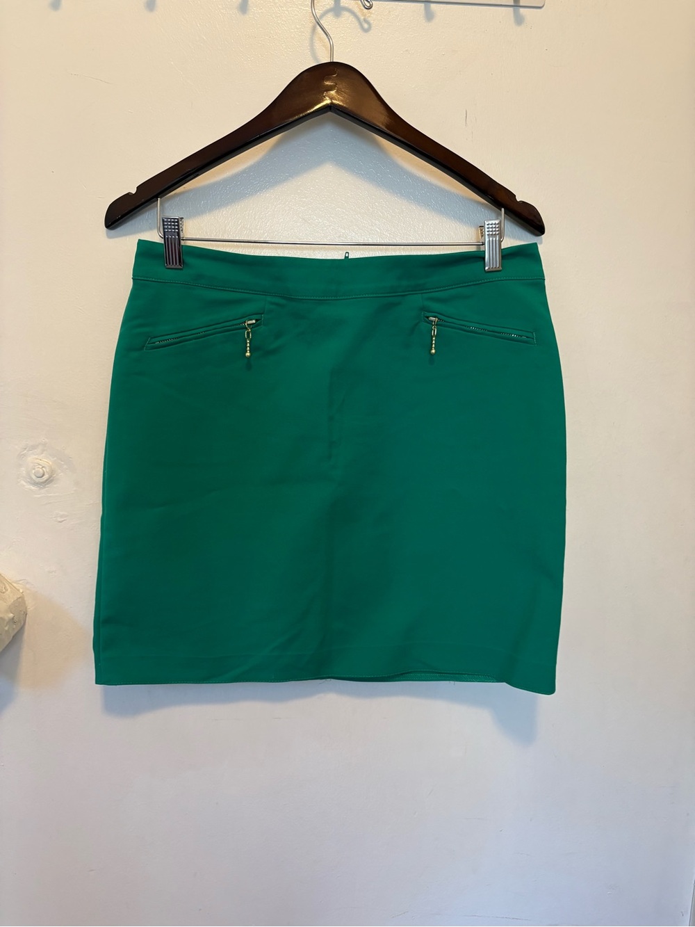 H&M Emerald Green Mini Skirt with Front Zip Details